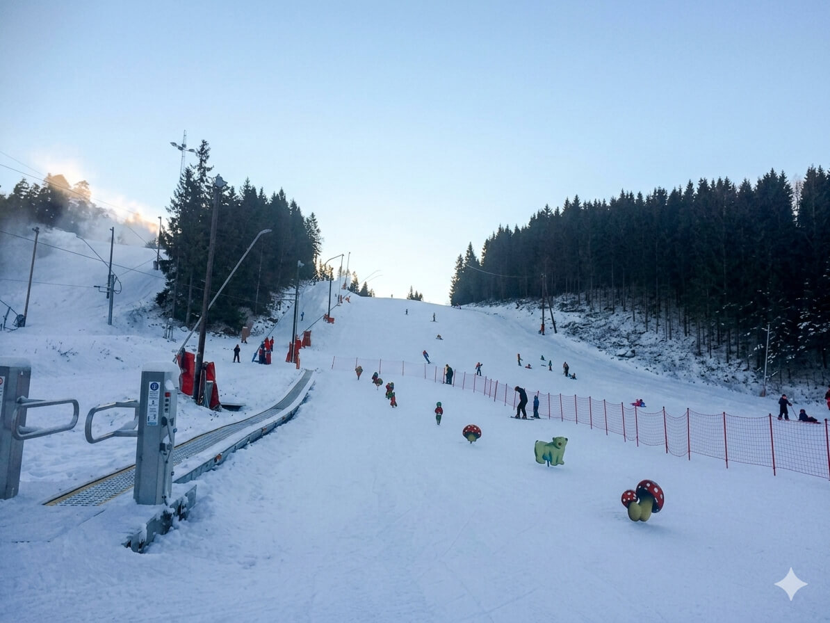 Familie klar for første skidag i Oslo Skisenter